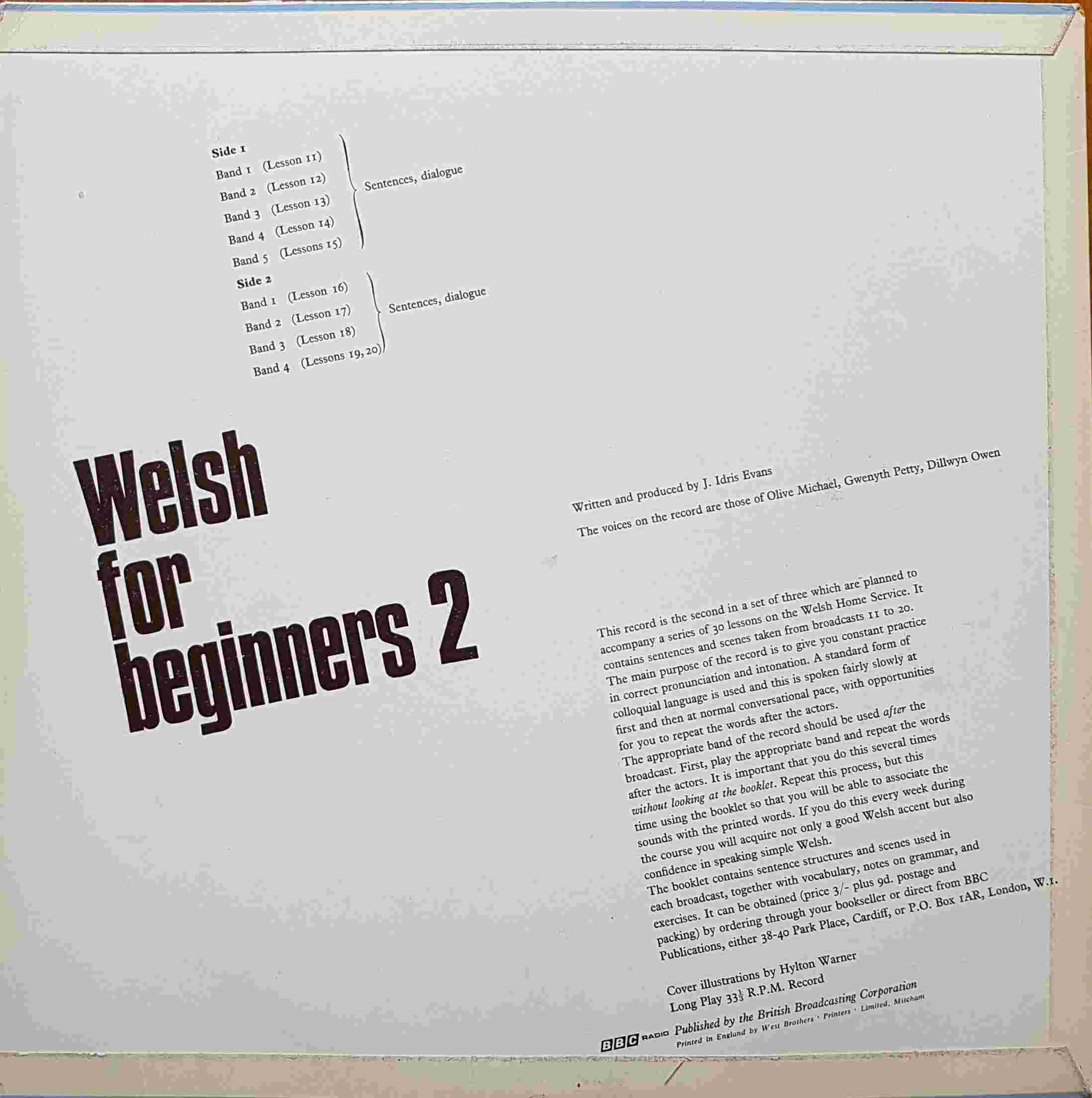 Picture of OP 103/104 Welsh for beginners - BBC radio course for beginners - Lessons 11 - 20 by artist J. Idres Evans from the BBC records and Tapes library